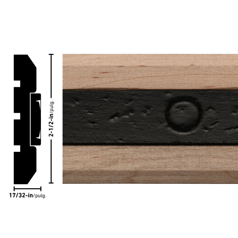 2.5'' Unfinished Maple Wood Baseboard with Rustic Accents