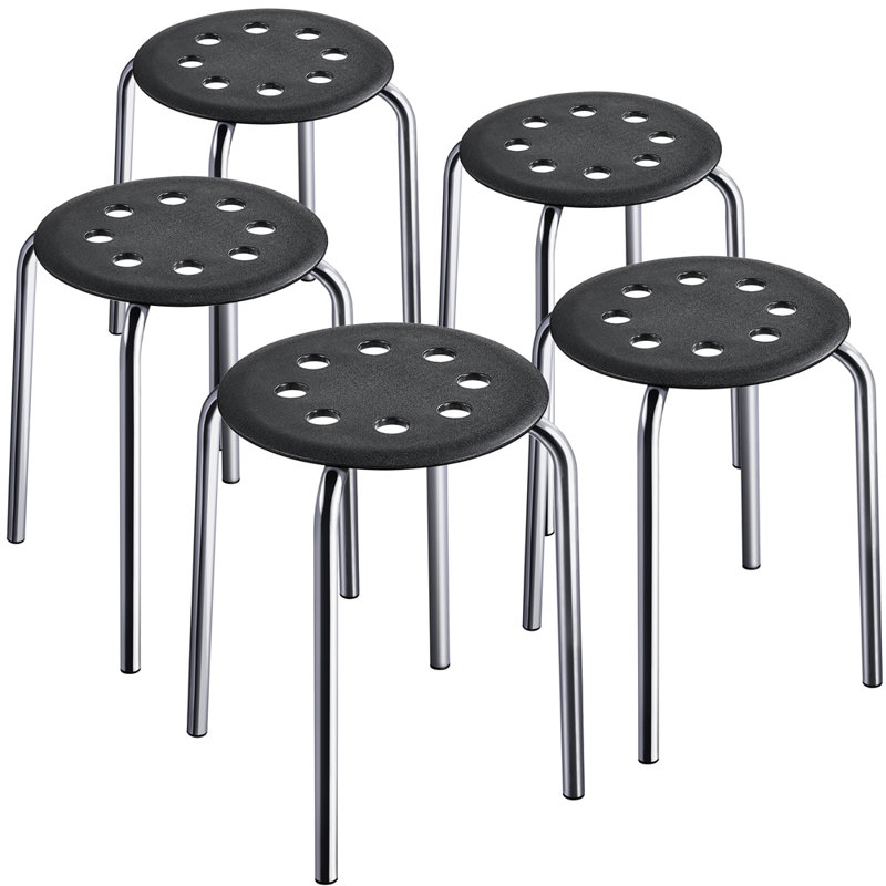 Janeen Stackable Accent Stool, Silver