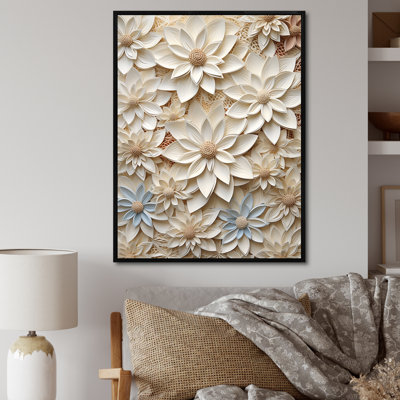 "Beige Whimsical Paper Poinsettias Flowers", reproduction d'art sur toile