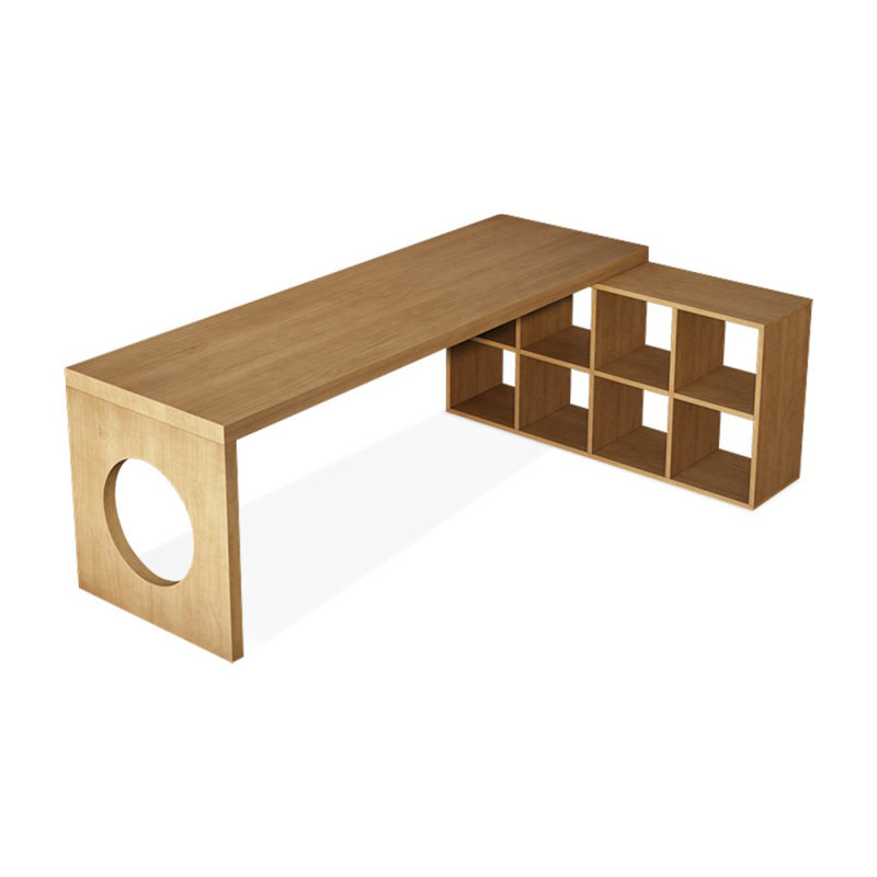 Burlywood L-Shaped Solid Wood desks, 29.53" H x 78.74" W x 55.12" D, Right Hand Return