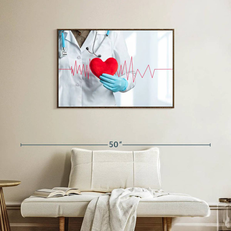 Soins médicaux pour cardiologue, 37 po x 25 po, Cadre flottant en noyer