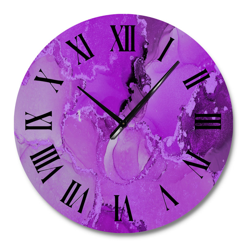 Horloge murale moderne de luxe avec art abstrait I, Grand, Rose/noir