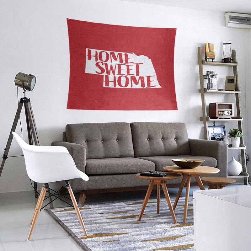 Tapisserie Home Sweet Nebraska, H 27,5 po x l 37,5 po, Rouge
