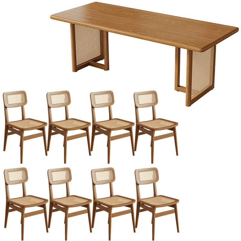 Modern simple solid wood dining table set., 29.5"H x 86.6"L x 39.3"W