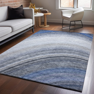 Premium Machine Washable Cerrito AMF584 Blue Rug