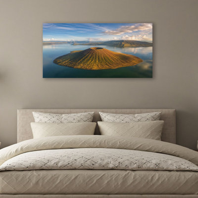 Canvas Wall Art Taal Volcano Tagaytay Philippines Wall Decor for Living Room Bathroom Bedroom Office 20"H x 40"W Art Paintings, Ready to Hang