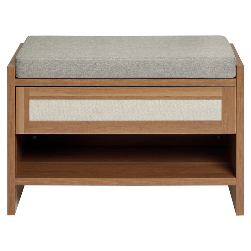 Banc de rangement pour chaussures avec tiroir de rangement Farmhouse, Medium Yellow Wood