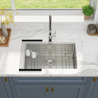 26" L x 18" W Undermount Kitchen Sink Single Bowl Sink 16 Gauge Stainless Steel Kitchen Sink