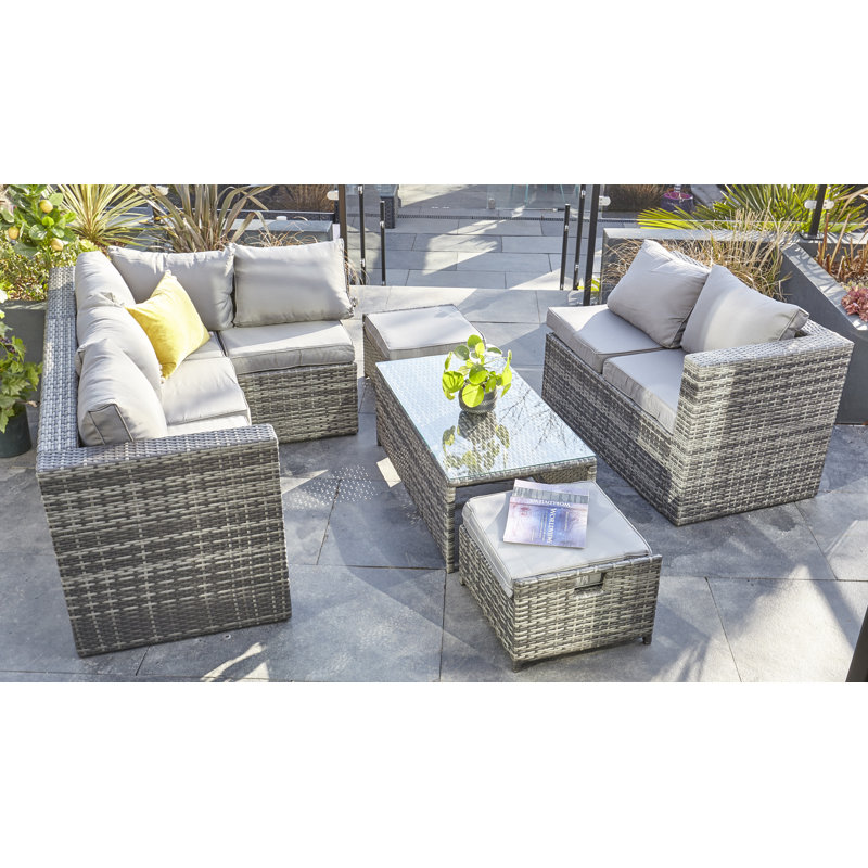 Babson Rattan 9- Person Seating Group, Grey