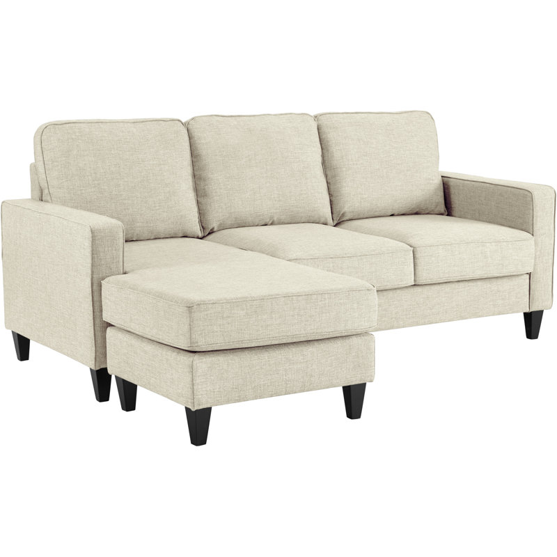 Serta Harmon Upholstered Reversible Sectional Sofa and Chaise, Cream, Square Arms