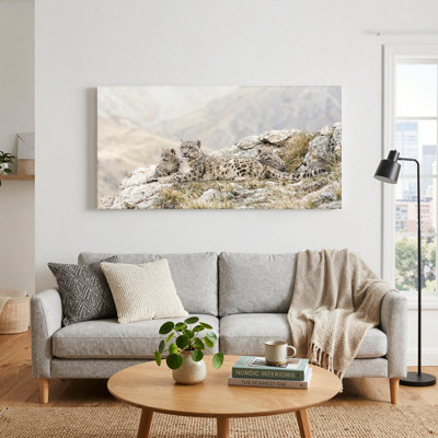 Snow Leopard Canvas Wall Art Oil Painting Print Set Of 1