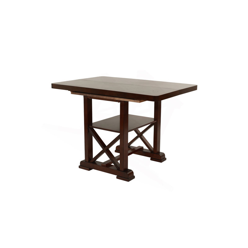 Classic Cherry Veneer 1Pc Counter Height Dining Table W Leaf Lower Storage Shelf Kitchen Dining Room