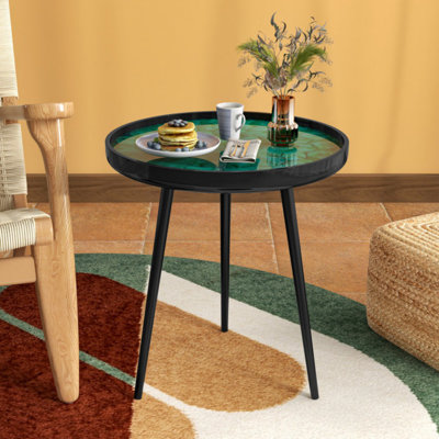 Table basse 20 pouces Mid-Century avec décoration coquillage