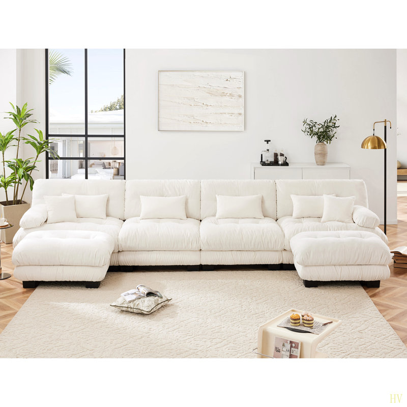 Canapé modulaire Free Combination, canapé en U, White Chenille
