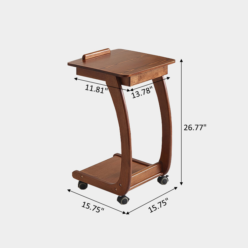 Modern minimalist adjustable and mobile End Table, 26.77" H x 15.75" W x 15.75" D