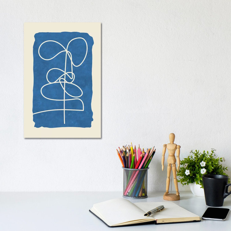 Sophisticated Lines on Blue V 1 Piece Wrapped Canvas Painting, 20.32 cm H x 30.48 cm W
