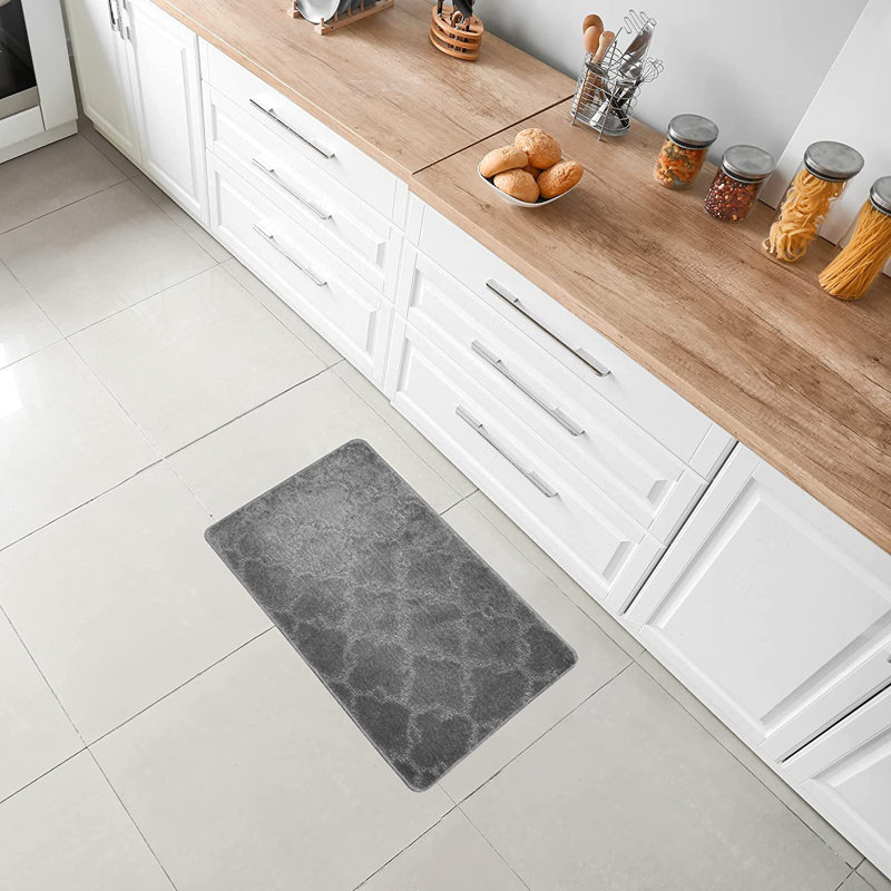 Tapis de cuisine, Rectangle 1 pi 5 po x 2 pi 8 po, gris