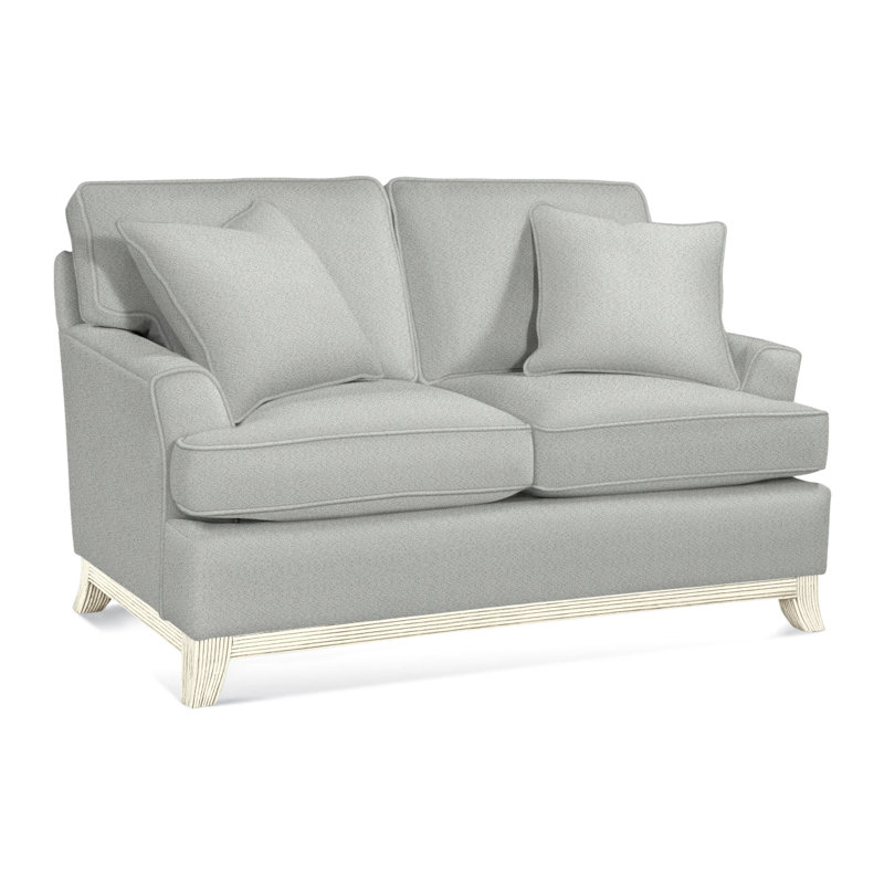Causeuse rembourrée Oaks Way, Finition blanc givré antique, Rayures bleues / beiges 0209-61