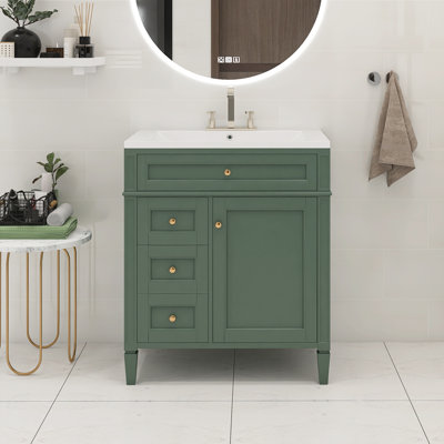 Meuble-lavabo simple 30 po avec comptoir en céramique Sharidan