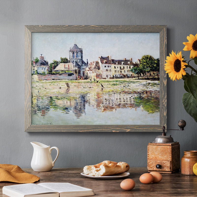 «By The River At Vernon», 1883, reproduction d'art encadrée sur toile par Claude Monet, Gris, H 22 po x l 32 po x P 1,5 po