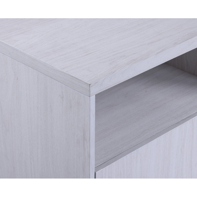 Meuble télé Ambrogio de 70 pouces avec foyer, chauffage et éclairage DEL, noyer blanc