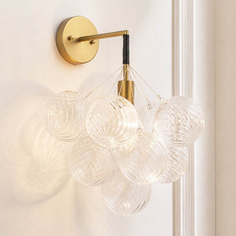 Orbelle 1-Light Globe Bubble Clear Ribbed Glass Wall Sconce