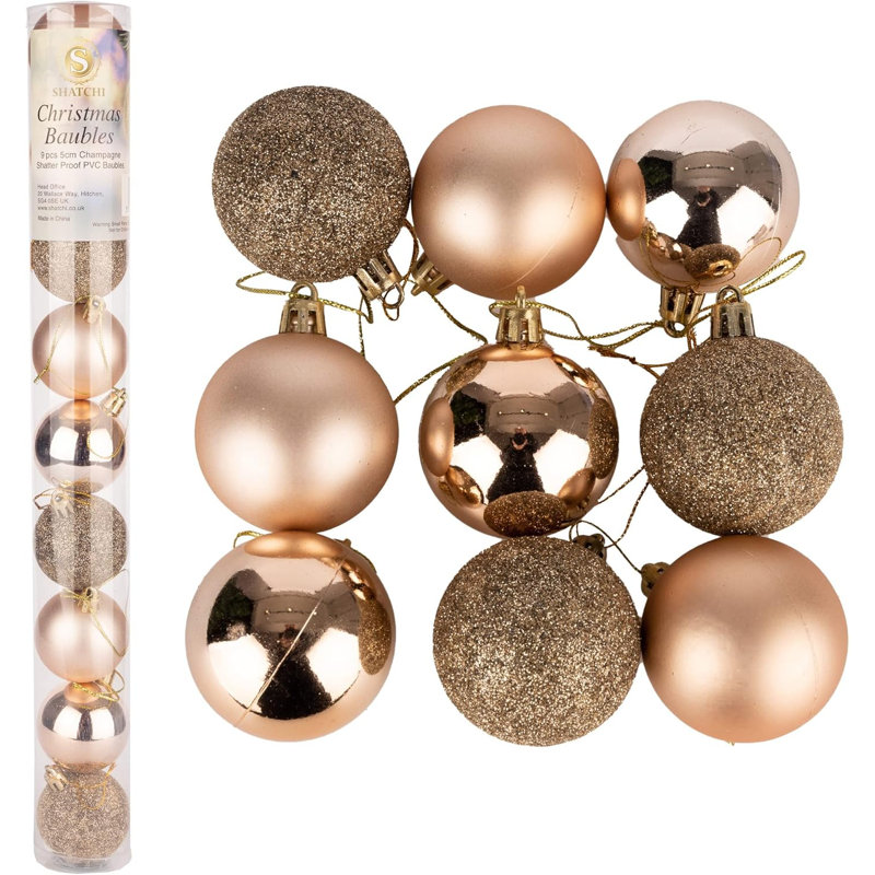 Polyvinyl Chloride (PVC) Bauble, 6cm H x 6cm W x 6cm D, Gold