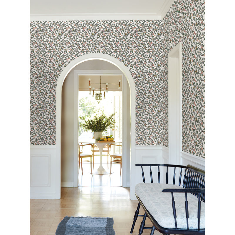 Framboise Blush Berry Vines Wallpaper, Pink