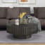Modern Minimalist Circular Black Coffee Table, 31.4-Inch Natural Wood Colour And Texture-81283415