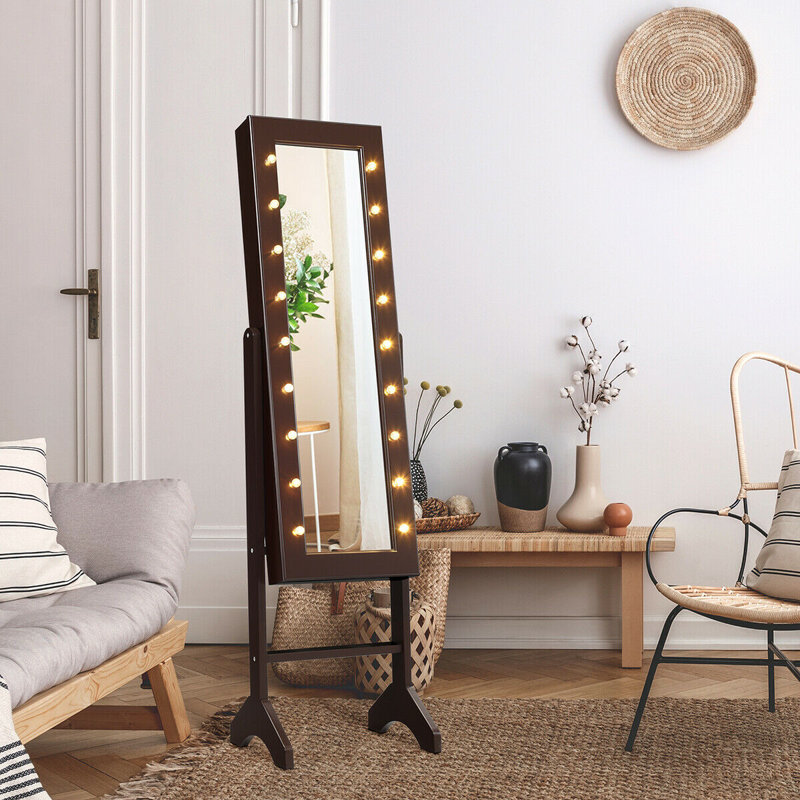 Armoire à bijoux avec miroir Bowen, Brun