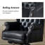 Heeg Genuine Leather Swivel And Rocking Office Chair With Solid Wood Base-108582112
