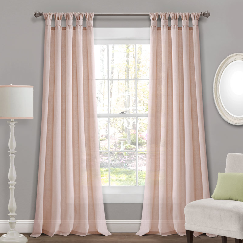 Paire de rideaux en toile de jute, L 45 po x L 84 po, Rosé