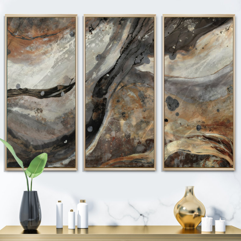 «Morning Effervescence II», ensemble d'art mural sur toile abstraite, H 20 po x l 36 po x P 1 po, Toile avec cadre naturel
