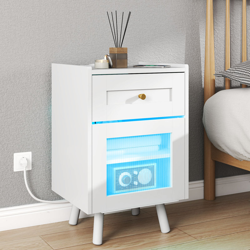 40cm W Bedside Table, White