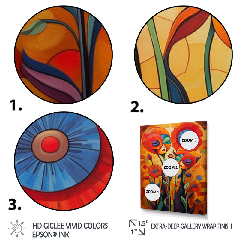 «Cat Portrait Blossoming Retro Red Poppies», reproduction sur toile, H 32 po x l 24 po x P 1 po, Cadre flottant blanc