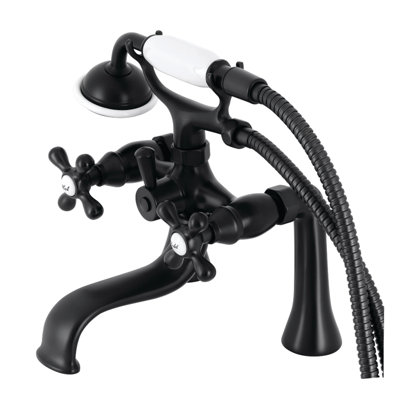 Kingston Brass Kingston Three-Handle 2-Hole Deck Mount Clawfoot Tub Faucet with Handshower