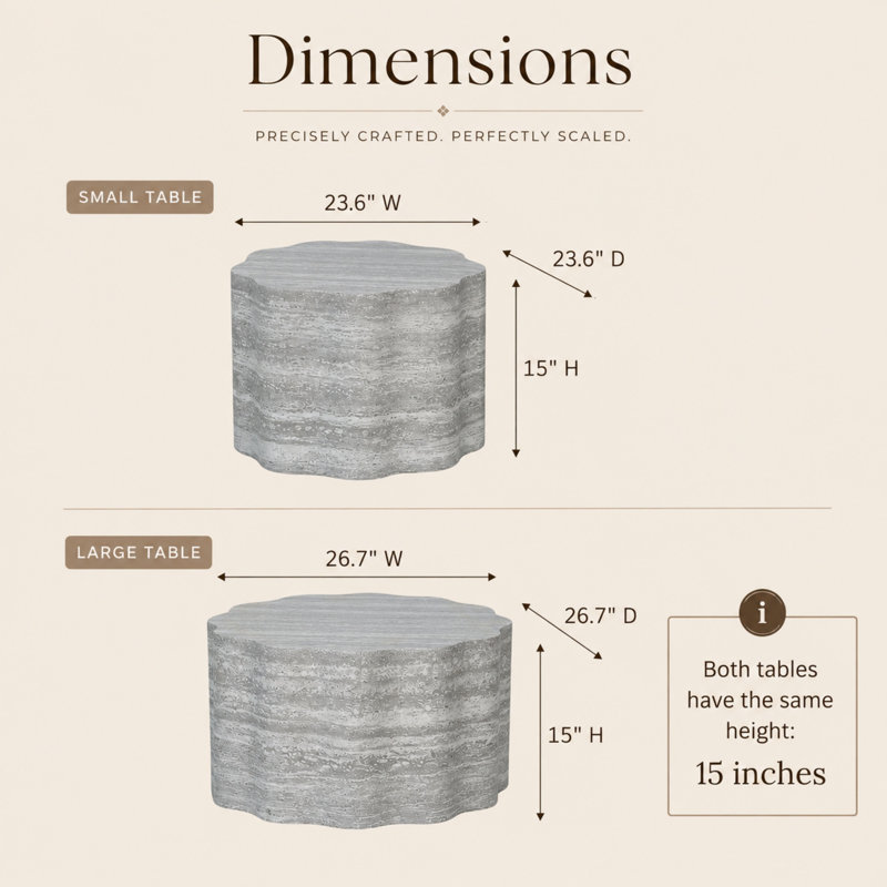 Ensemble de tables basses rondes modernes 2 pièces avec dessus en faux marbre Caston, Gris