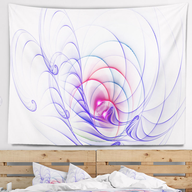 Tapisserie d’illustration artful bleu abstract 3d, H 32 po x l 39 po