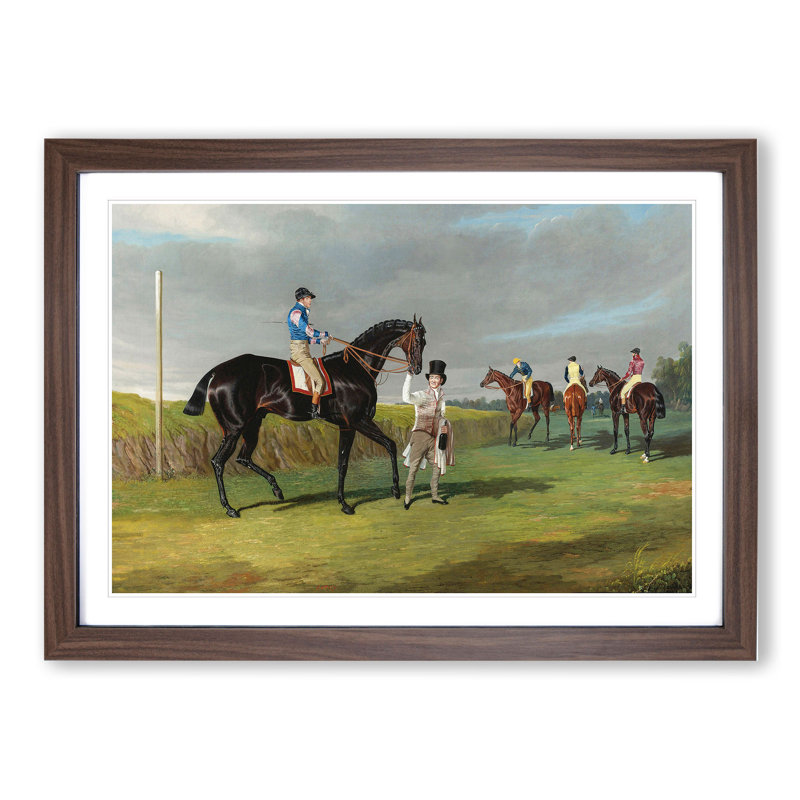 The Doncaster Gold Cup by John Frederick Herring - Picture Frame Painting, 27cm H x 36cm W x 2cm D, Walnut