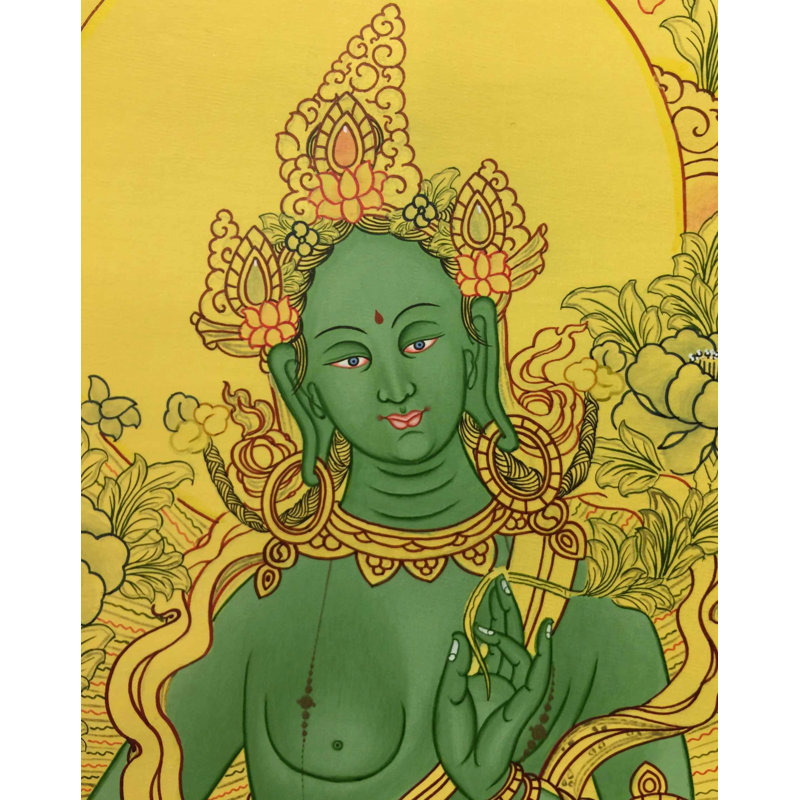 Belle mère verte Tara (Thangka sans brocart)