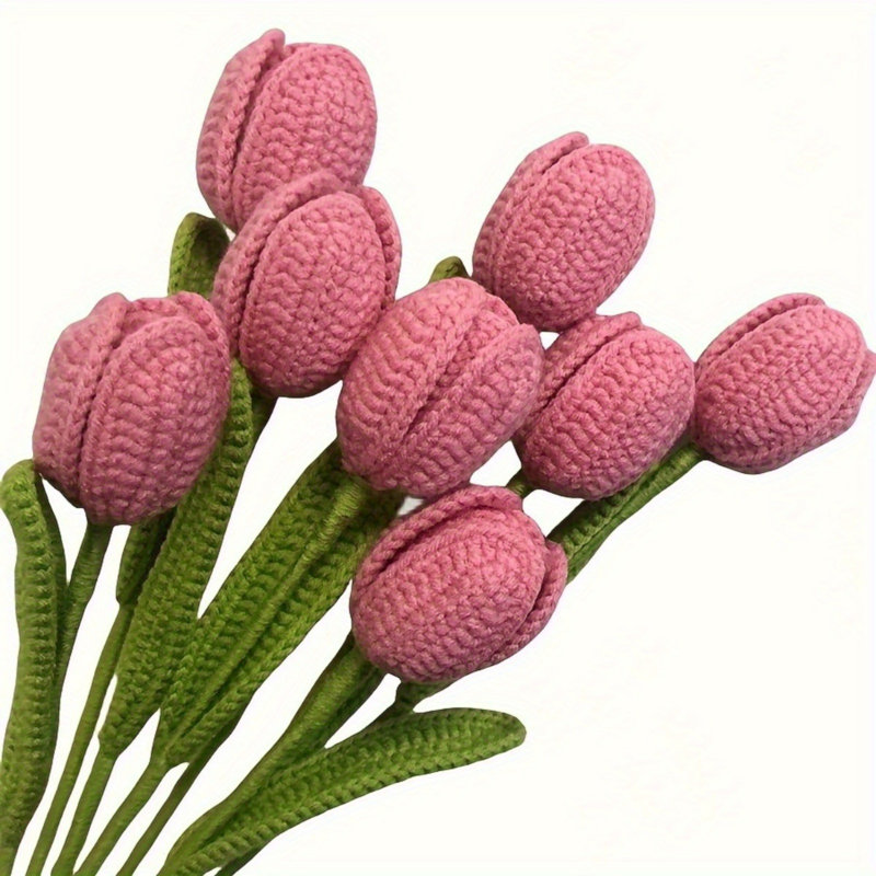 Bouquet de tulipes au crochet, Rose