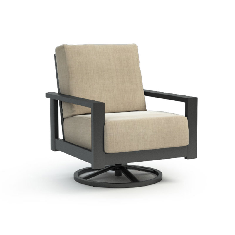 Elements Cushion Outdoor Swivel Lounge Chair, Carbon, Cast Ash