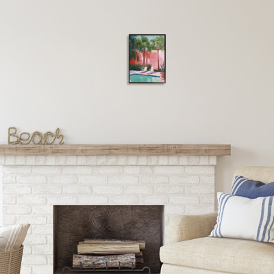 Bb-372-Framed " Tropical Summer Pool " by Ziwei Li Painting Print