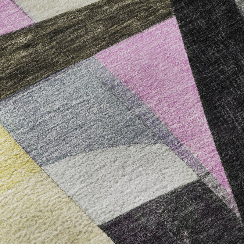 Tapis abstrait lavable à la machine de qualité supérieure AMF1757, Rectangle 5 pi x 7 pi 6 po