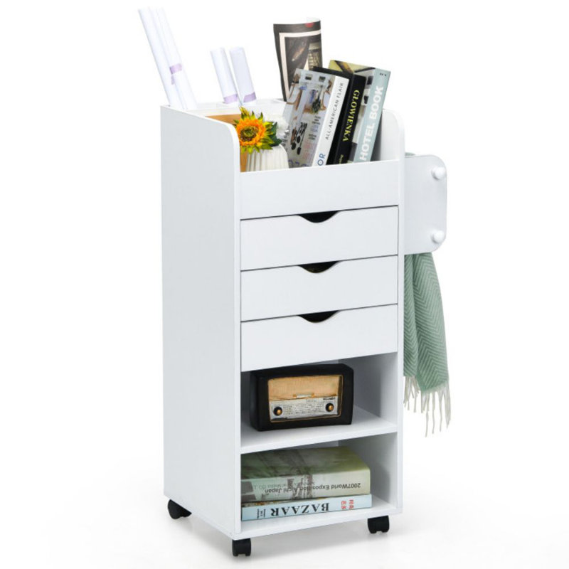 Wooden Utility Rolling Craft Storage Cart With Lockable Casters
