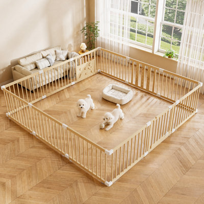 Parc de jeux d'intérieur en bois pour chiots et petits chiens, 61 cm (24 pouces), 12 panneaux
