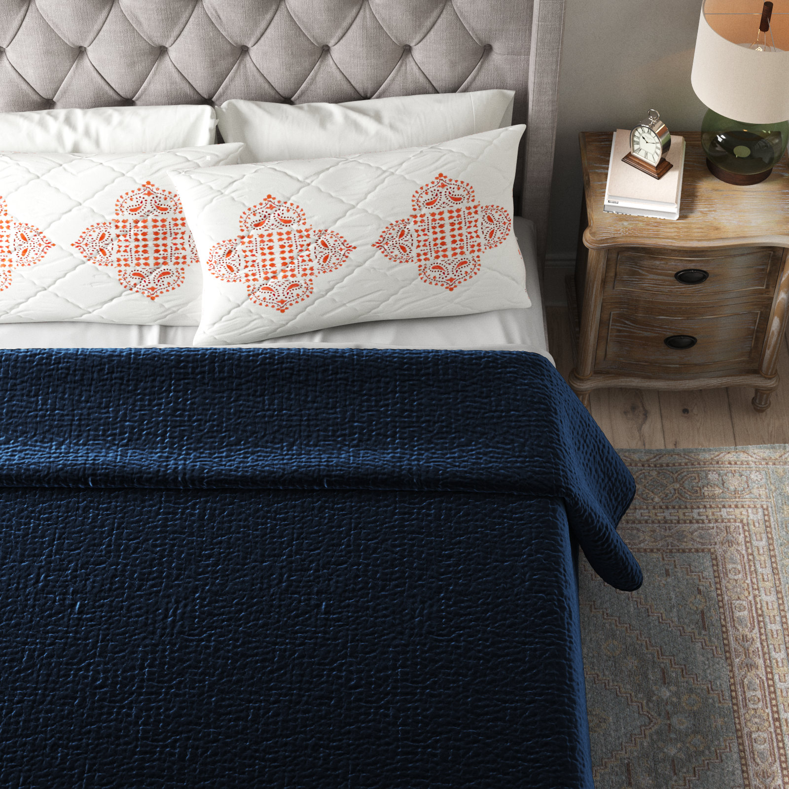 Velvet Quilt Set, King Quilt, Ocean Blue