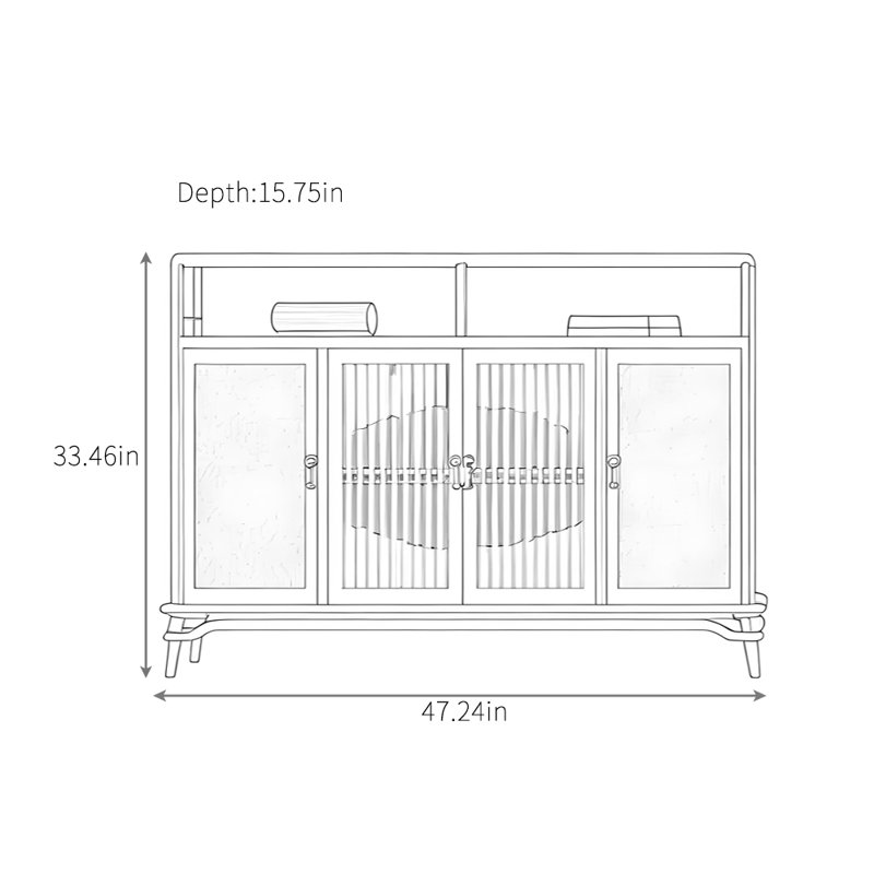 Buffet sophistiqué et minimaliste, H 33,46 po x l 47,24 po x P 15,75 po
