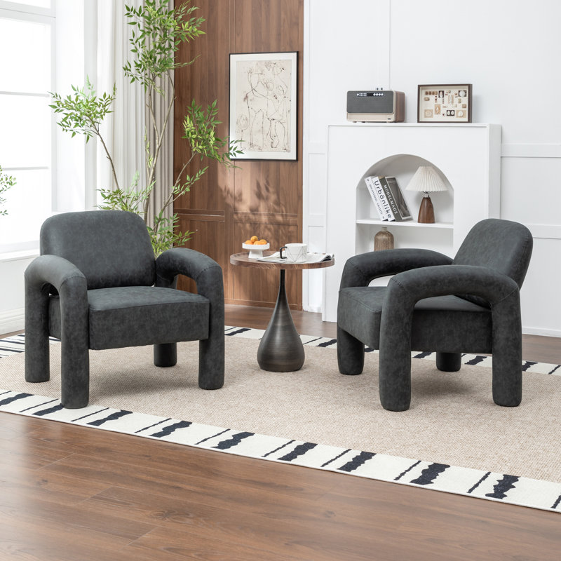 Iryanna Upholstered Faux Leather Armchair, Black