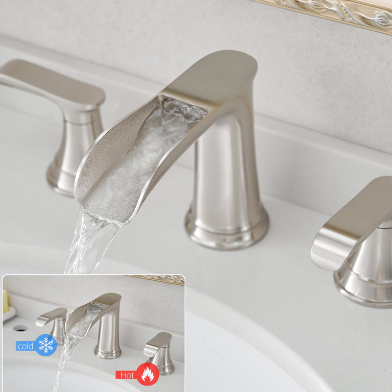 Robinet de lavabo de salle de bain espacé de 8 pouces avec bonde escamotable, finition en nickel brossé et tuyau de robinet de lavabo à poignée double pour lavabo